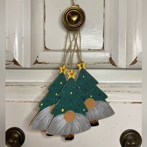 Set of three Christmas tree gnome ornaments